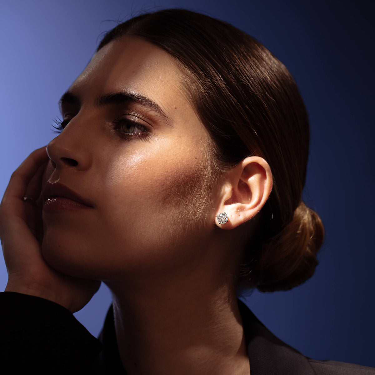 Model wearing Diamond Blossom Studs