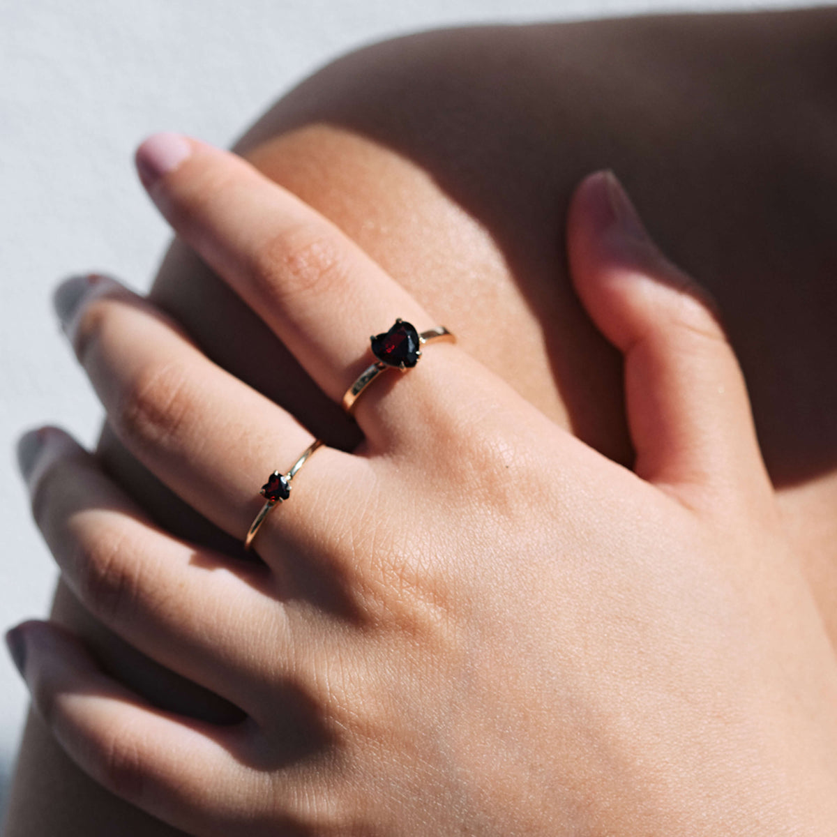 Model wearing Heart Jewel Rings