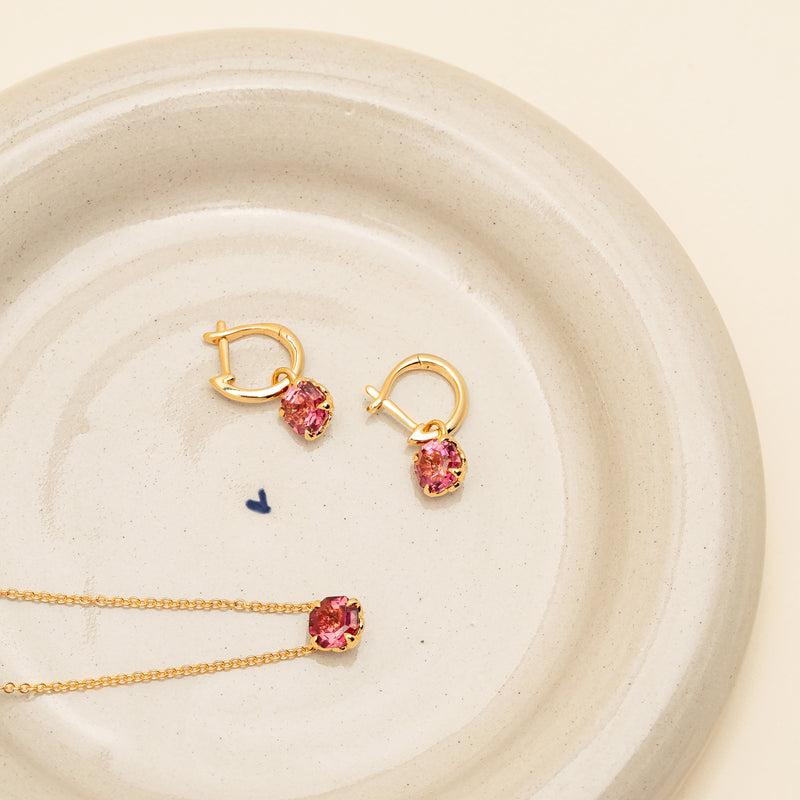 18ct Pink Tourmaline Mini Octavia Cosy Earrings - Earrings - Walker & Hall