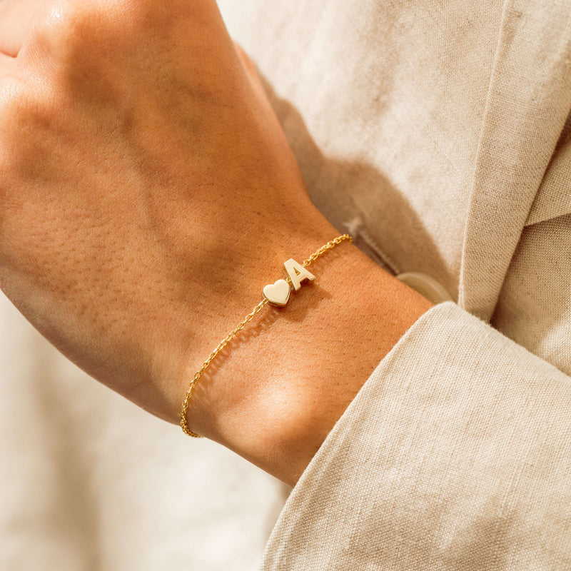 9ct Yellow Gold Noted Letter Bracelet (Charm + Chain) - Bracelet - Walker & Hall