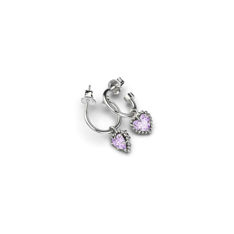 Stolen Girlfriends Club Dahlia's Heart Anchor Earrings - Pink Amethyst - Earrings - Walker & Hall