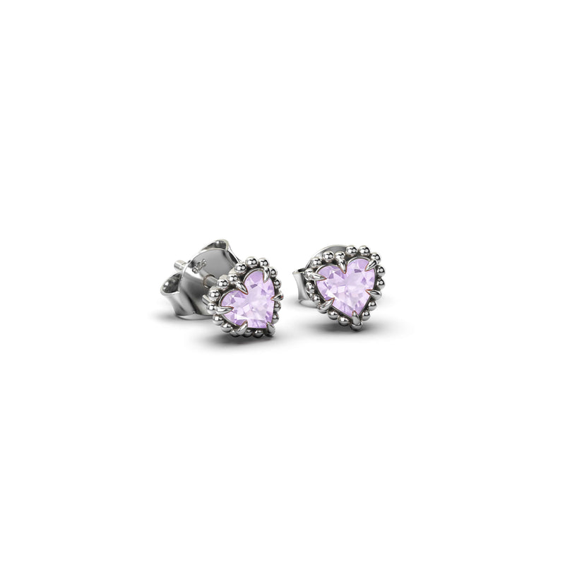 Stolen Girlfriends Club Dahlia's Heart Stud Earrings - Pink Amethyst - Earrings - Walker & Hall