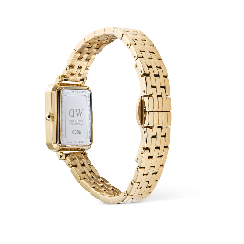 Daniel Wellington Quadro Roman Numerals Date 5-link Gold Watch - Watch - Walker & Hall