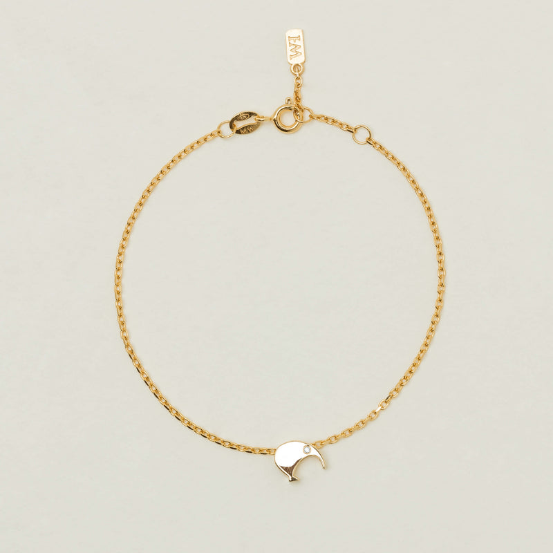 9ct Yellow Gold Noted Diamond Kiwi Bracelet (Charm + Chain) - Bracelet - Walker & Hall