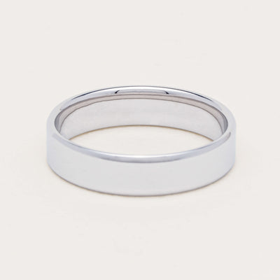9ct White Gold 5mm Square Profile Band - Ring - Walker & Hall