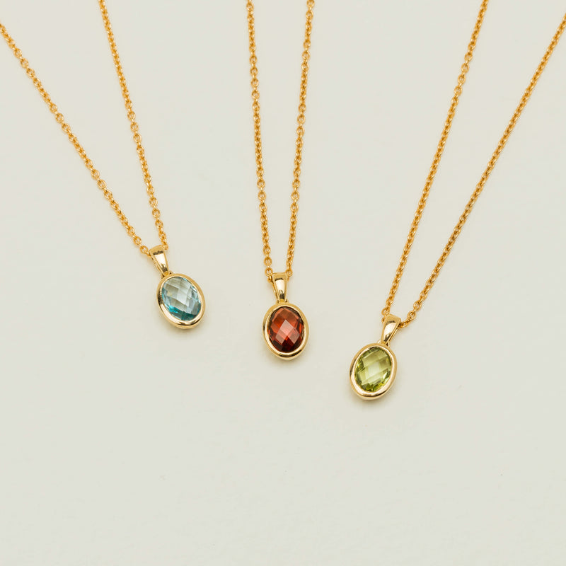 9ct Yellow Gold Garnet Iris Pendant - Necklace - Walker & Hall