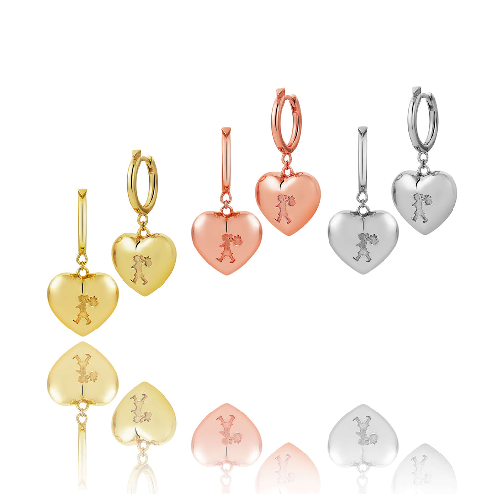 Karen Walker x Walker & Hall Runaway Heart Earrings - 9ct Yellow Gold