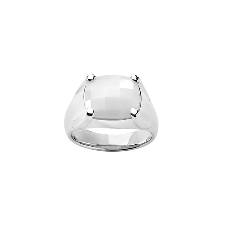 Karen Walker Chequerboard Ring - Sterling Silver & White Agate