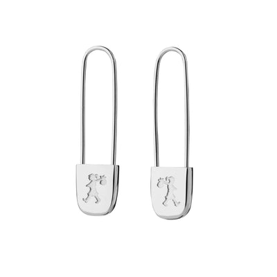 Karen Walker Runaway Safety Pin Earrings - Sterling Silver