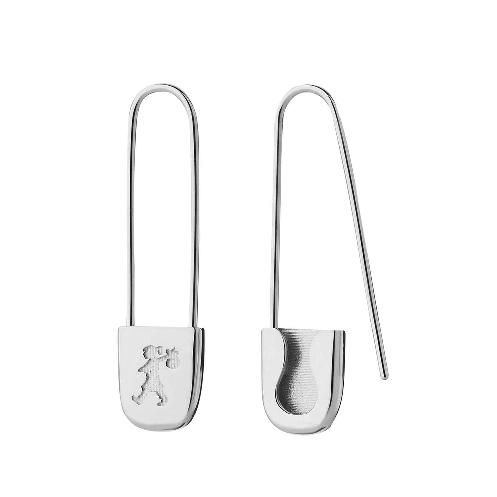 Karen Walker Runaway Safety Pin Earrings - Sterling Silver