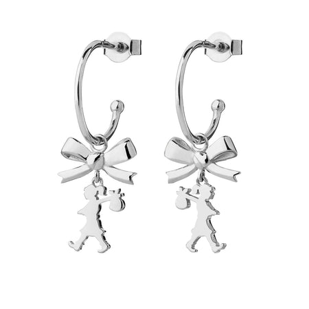 Karen Walker Mini Girl with Bow Hoop Earrings - Sterling Silver