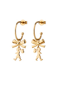 Karen Walker Mini Girl with Bow Hoop Earrings - 9ct Yellow Gold