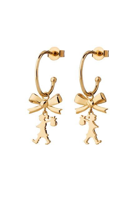 Karen Walker Mini Girl with Bow Hoop Earrings - 9ct Yellow Gold