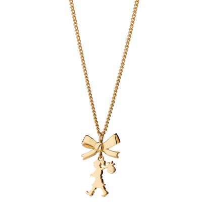 Karen Walker Mini Girl with a Bow Necklace - 9ct Yellow Gold