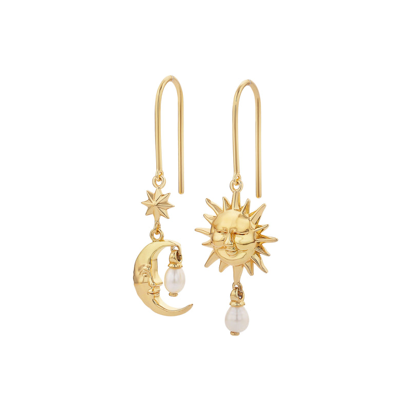 Karen Walker Sun & Moon Earrings - Gold Plated-Earrings-Walker & Hall