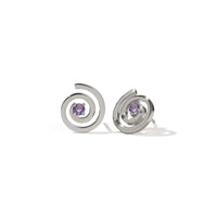 Meadowlark Amethyst Spiral Studs - Sterling Silver