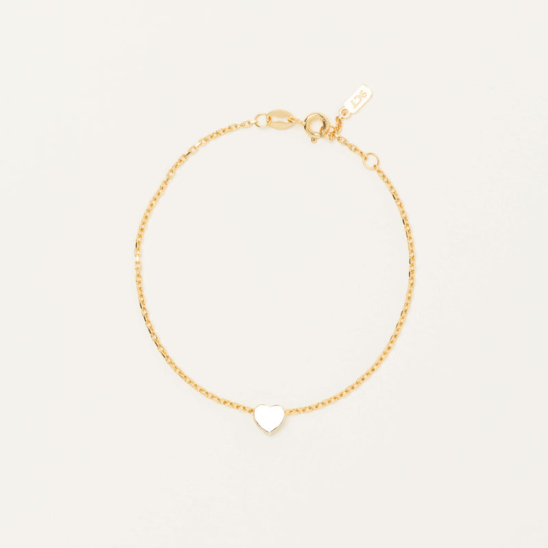 9ct Yellow Gold Noted Heart Bracelet (Charm + Chain) - Bracelet - Walker & Hall