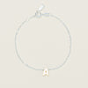 Sterling Silver Noted Bracelet + Gold Letter (Chain + Charm) - Bracelet - Walker & Hall