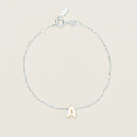 Sterling Silver Noted Bracelet + Gold Letter (Chain + Charm) - Bracelet - Walker & Hall