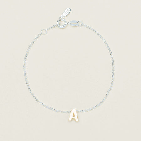 Sterling Silver Noted Bracelet + Gold Letter (Chain + Charm) - Bracelet - Walker & Hall