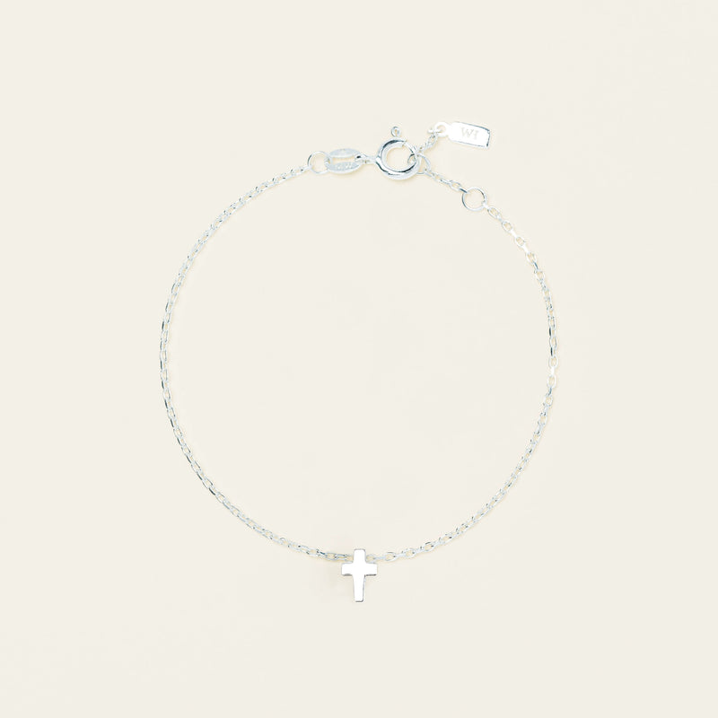 Sterling Silver Noted Cross Bracelet (Charm + Chain) - Bracelet - Walker & Hall