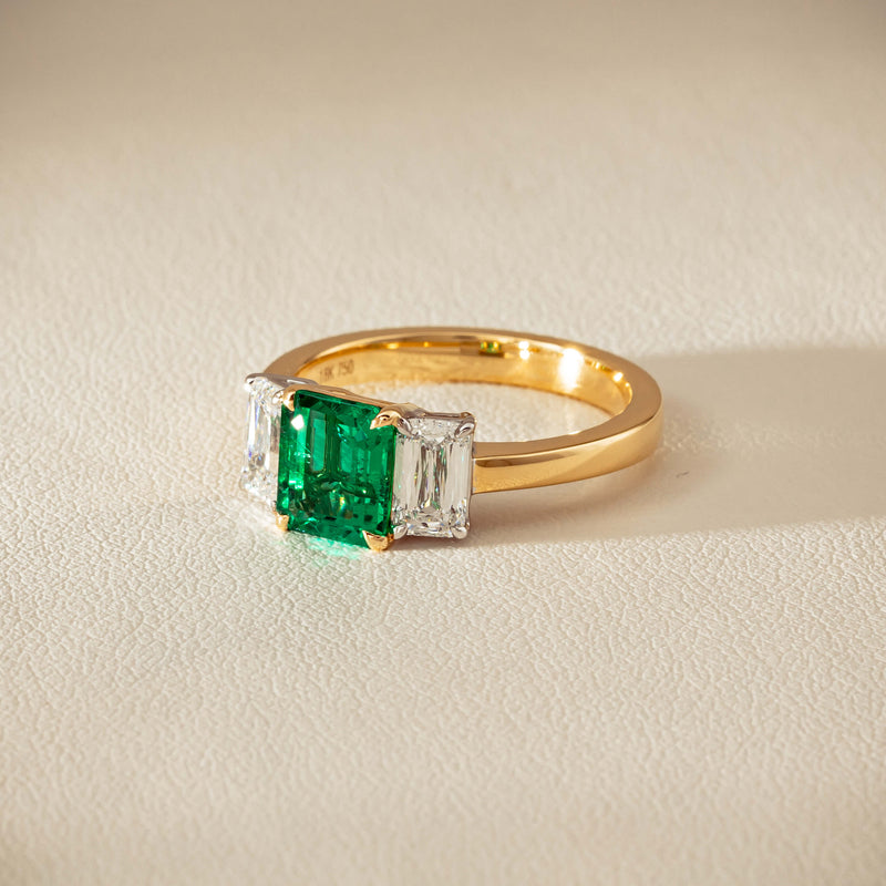 18ct Yellow Gold 1.39ct Emerald & Diamond Odyssey Ring - Ring - Walker & Hall
