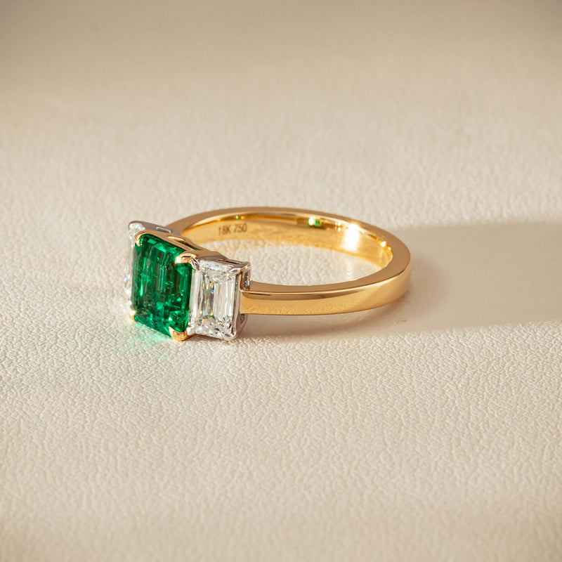 18ct Yellow Gold 1.39ct Emerald & Diamond Odyssey Ring - Ring - Walker & Hall