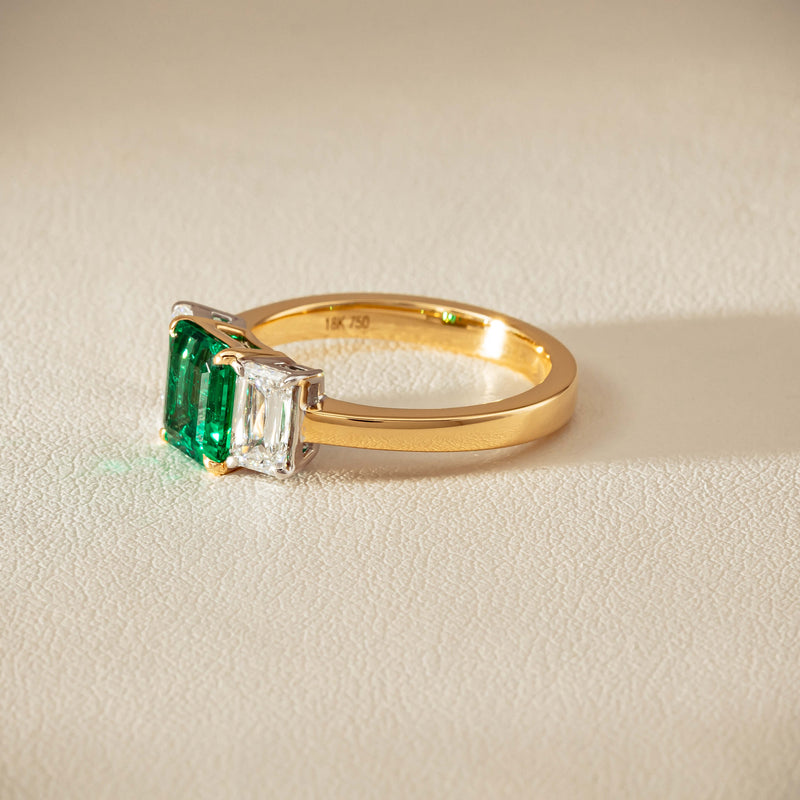 18ct Yellow Gold 1.39ct Emerald & Diamond Odyssey Ring - Ring - Walker & Hall