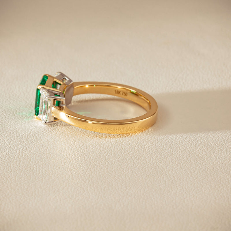 18ct Yellow Gold 1.39ct Emerald & Diamond Odyssey Ring - Ring - Walker & Hall