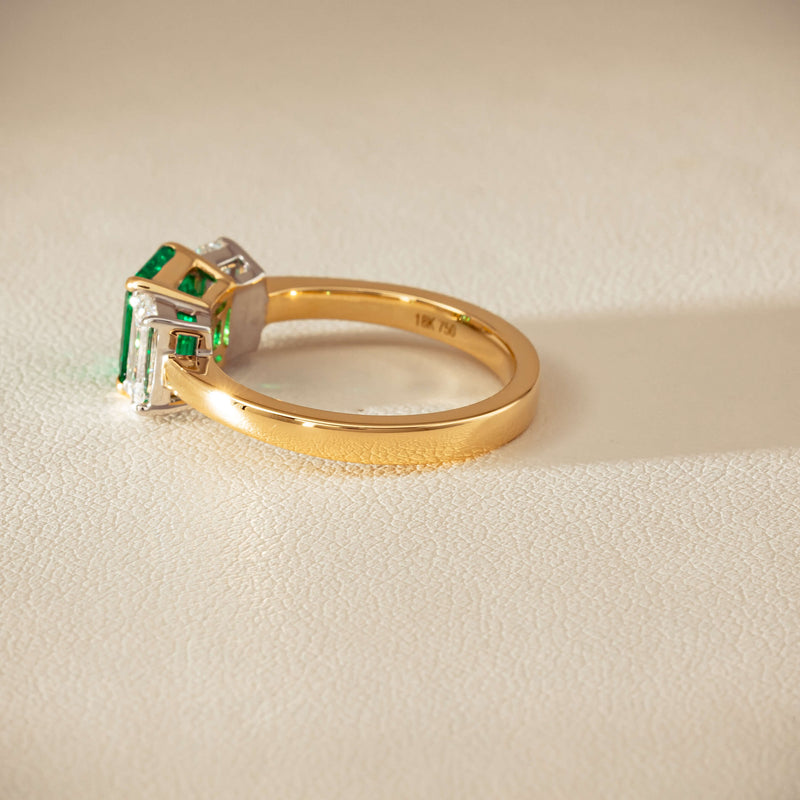 18ct Yellow Gold 1.39ct Emerald & Diamond Odyssey Ring - Ring - Walker & Hall