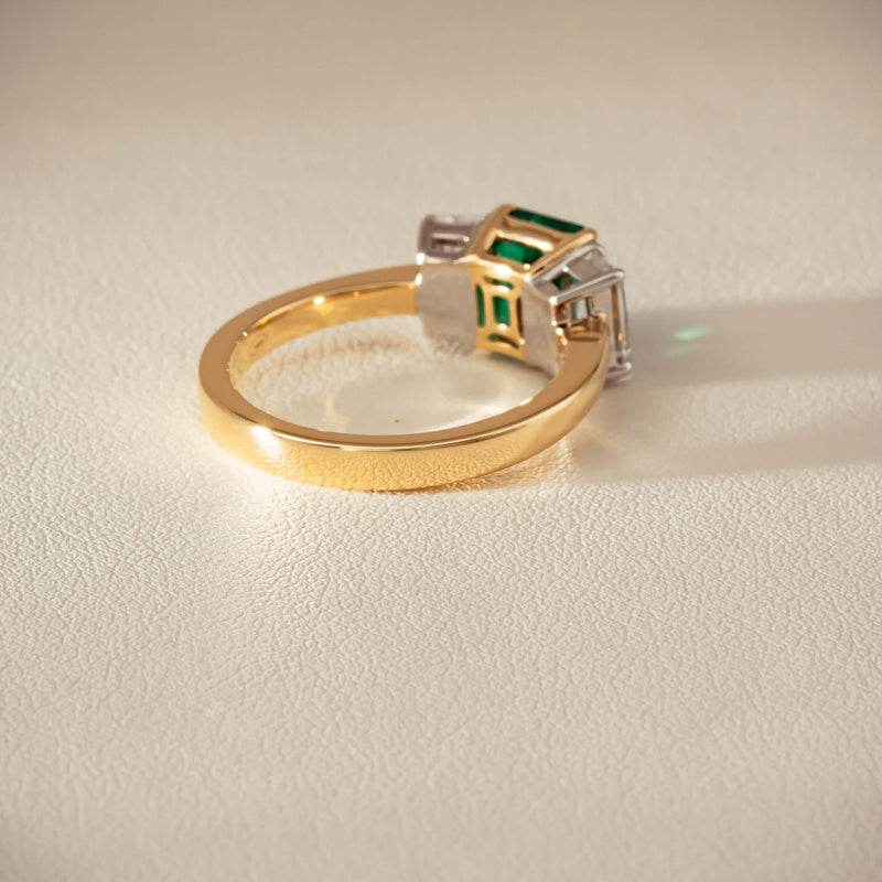 18ct Yellow Gold 1.39ct Emerald & Diamond Odyssey Ring - Ring - Walker & Hall