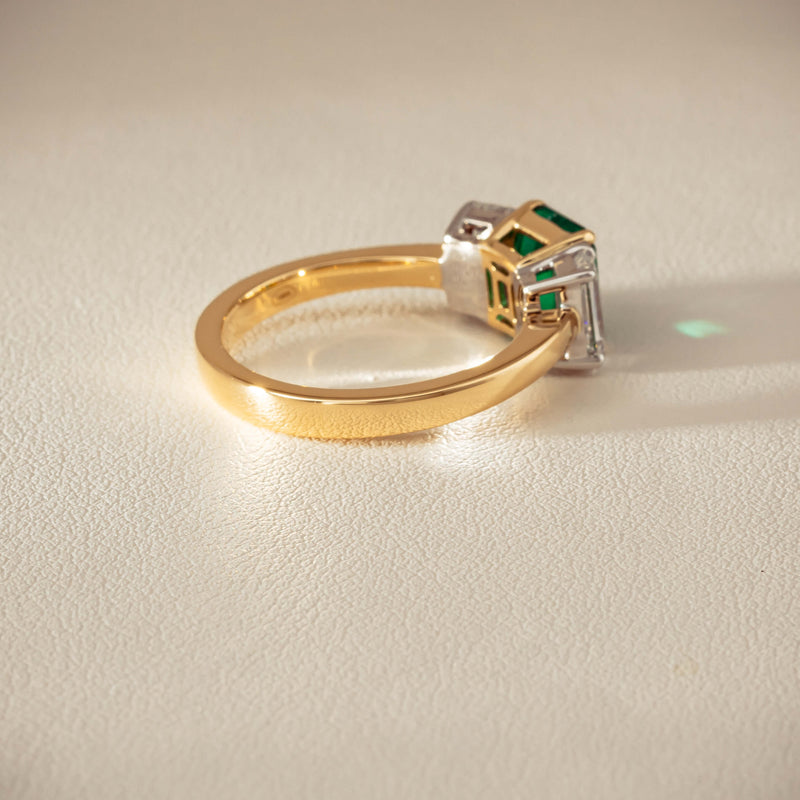 18ct Yellow Gold 1.39ct Emerald & Diamond Odyssey Ring - Ring - Walker & Hall
