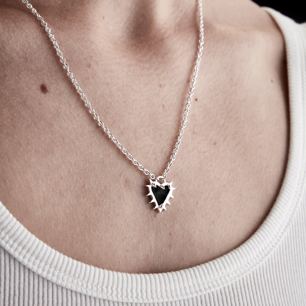 Stolen Girlfriends Club Talon Heart Necklace Sterling Silver Onyx Walker Hall
