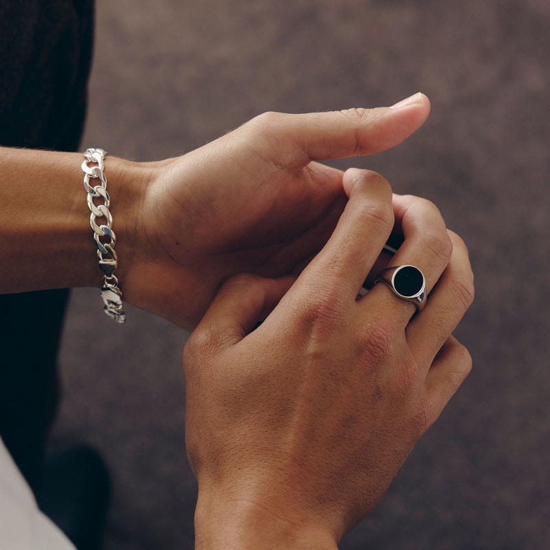 Sterling Silver Oval Onyx Signet Ring - Ring - Walker & Hall
