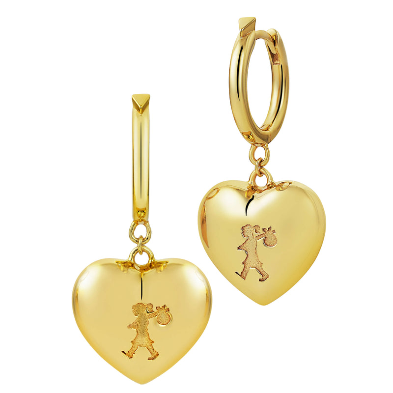 Karen Walker x Walker & Hall Runaway Heart Earrings - 9ct Yellow Gold