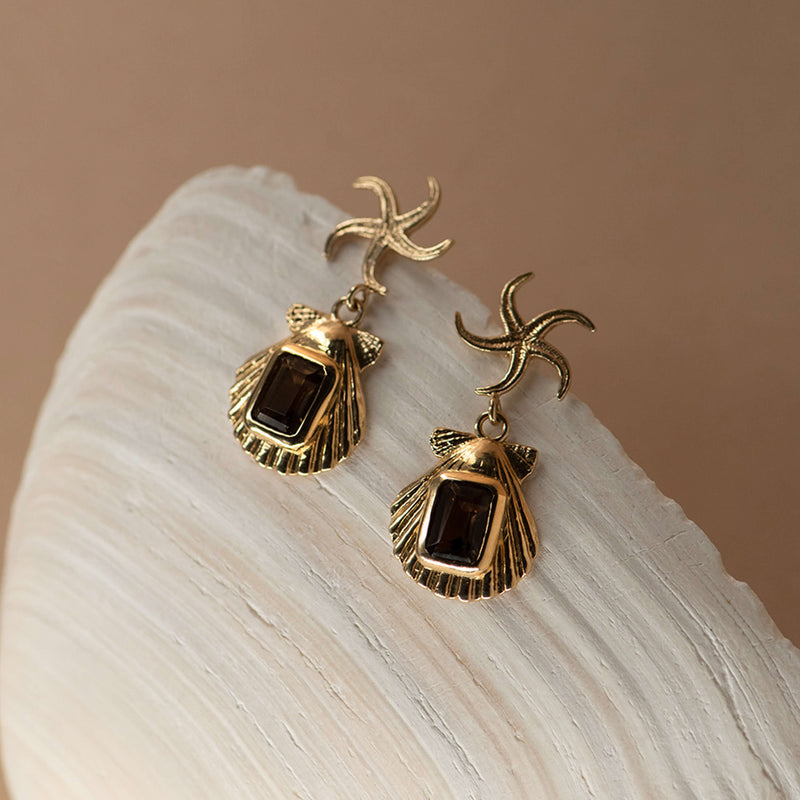 Zoe & Morgan Alara Earrings - Gold Vermeil & Smoky Quartz - Earrings - Walker & Hall