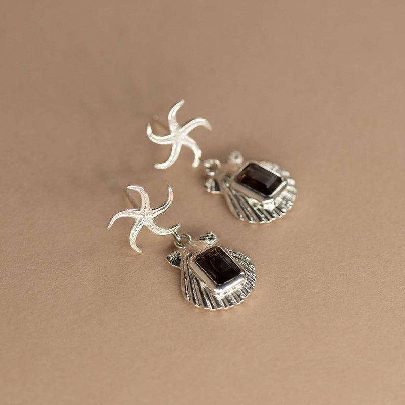 Zoe & Morgan Alara Earrings - Silver & Smoky Quartz - Earrings - Walker & Hall