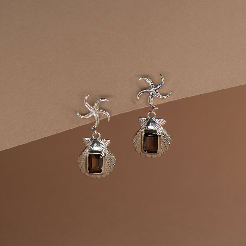 Zoe & Morgan Alara Earrings - Silver & Smoky Quartz - Earrings - Walker & Hall