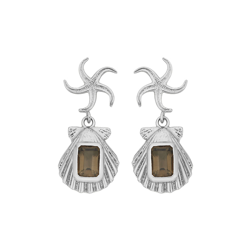 Zoe & Morgan Alara Earrings - Silver & Smoky Quartz - Earrings - Walker & Hall