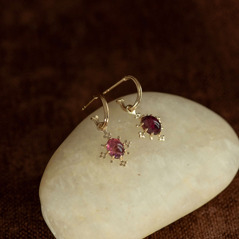 Zoe & Morgan Farah Hoops - Gold Vermeil & Pink Tourmaline - Earrings - Walker & Hall