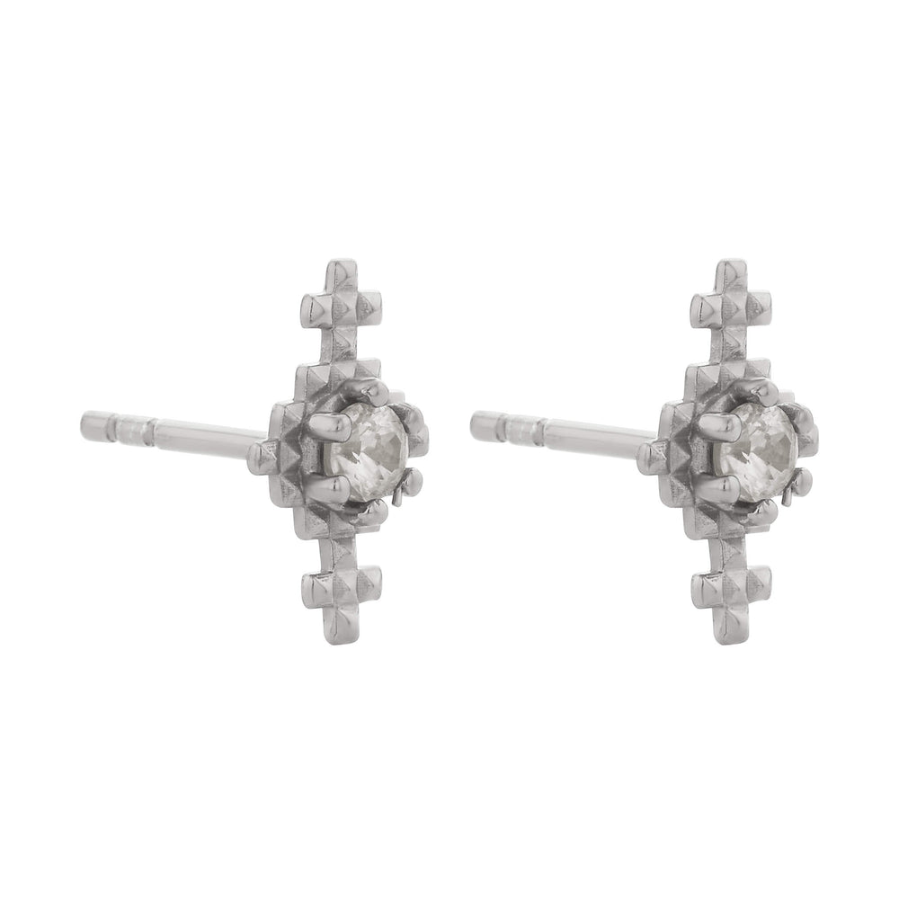 Zoe & Morgan Indie Stud Earrings - Sterling Silver & Peach Zircon