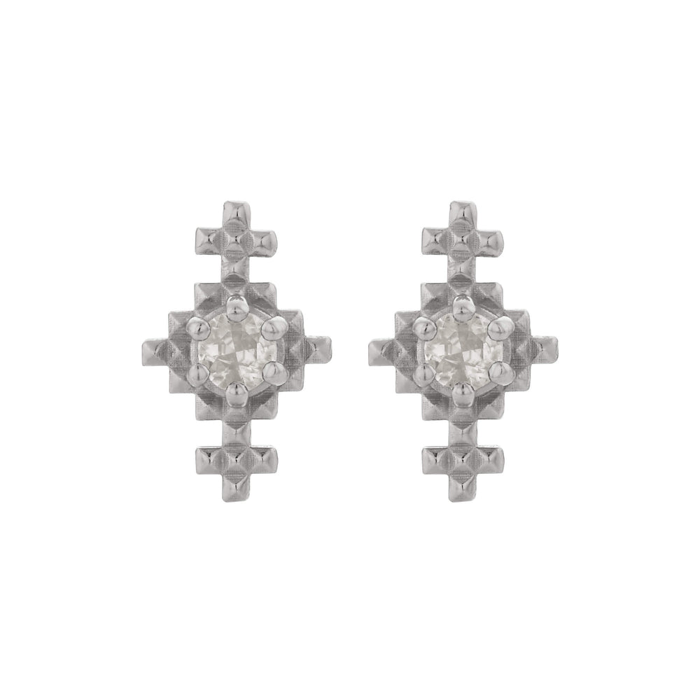 Zoe & Morgan Indie Stud Earrings - Sterling Silver & Peach Zircon