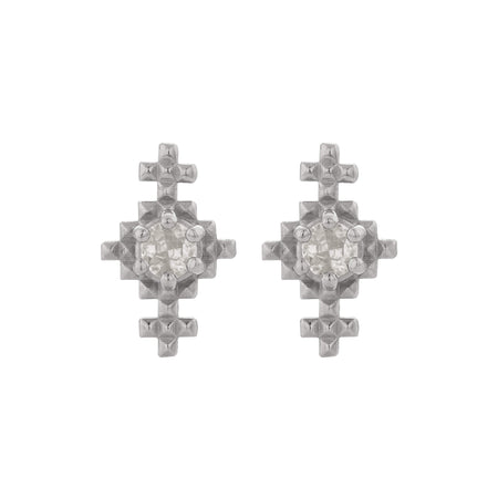 Zoe & Morgan Indie Stud Earrings - Sterling Silver & Peach Zircon