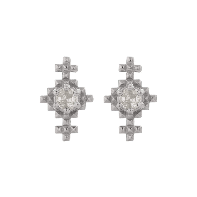 Zoe & Morgan Indie Stud Earrings - Sterling Silver & Peach Zircon