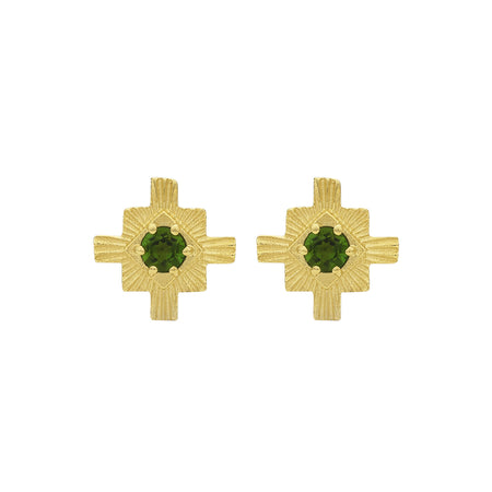 Zoe & Morgan Inka Earrings - Gold Plated & Chrome Diopside - Earrings - Walker & Hall