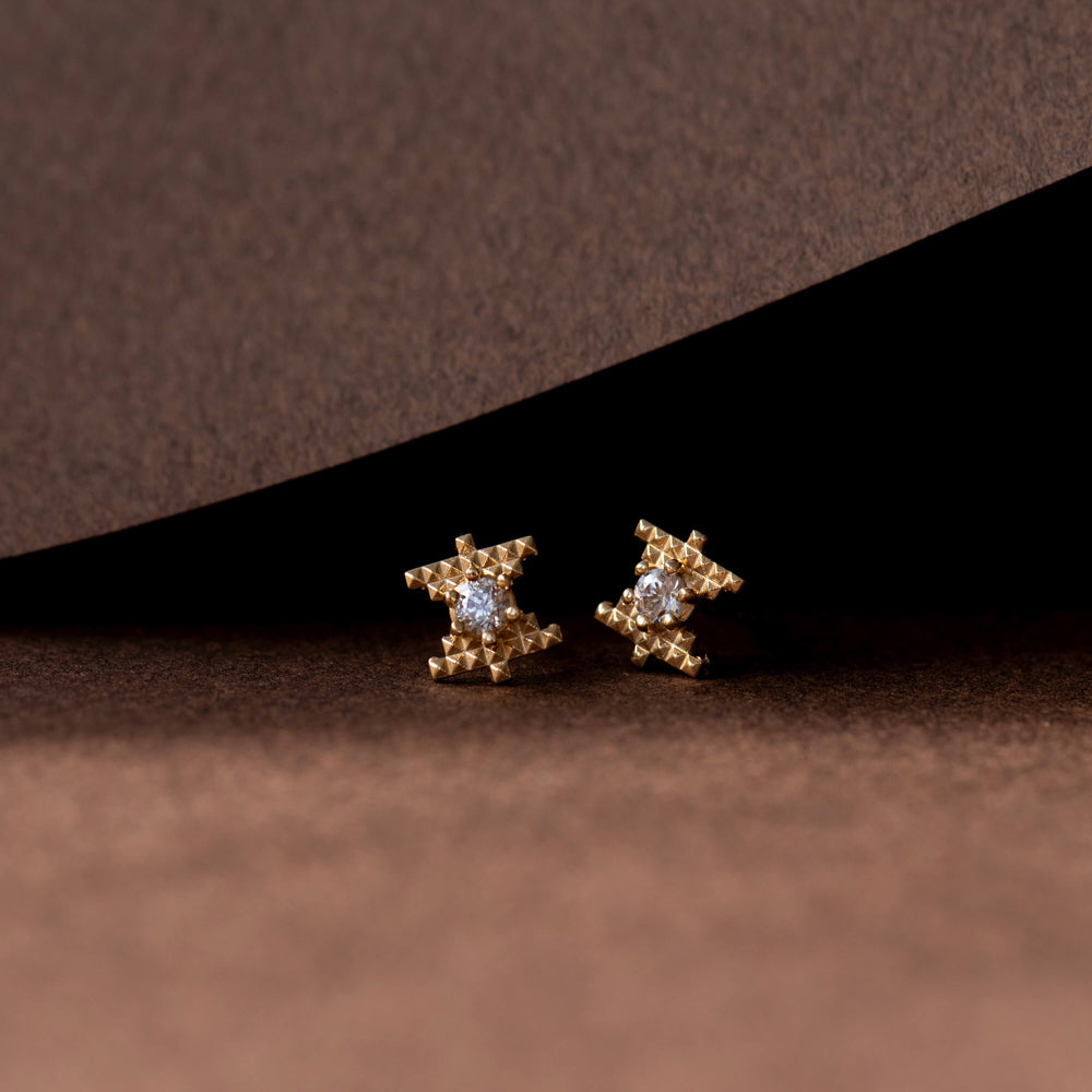 Zoe & Morgan Inti Stud Earrings - Gold Vermeil & Peach Zircon