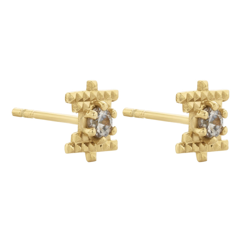 Zoe & Morgan Inti Stud Earrings - Gold Vermeil & Peach Zircon