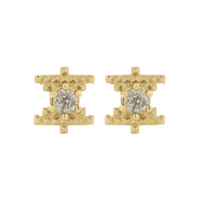 Zoe & Morgan Inti Stud Earrings - Gold Vermeil & Peach Zircon