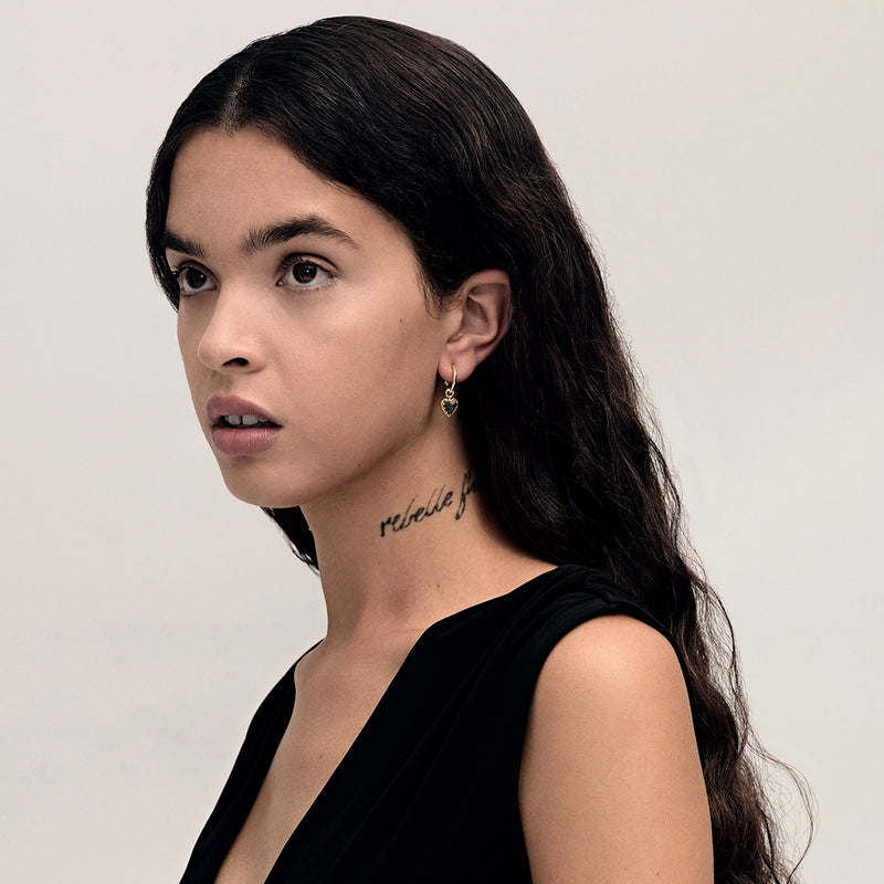 Stolen Girlfriends Club Love Anchor Earrings - Gold Plated & Onyx - Earrings - Walker & Hall