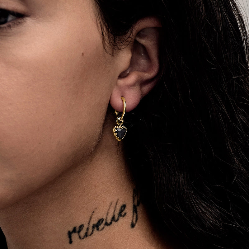 Stolen Girlfriends Club Love Anchor Earrings - Gold Plated & Onyx - Earrings - Walker & Hall